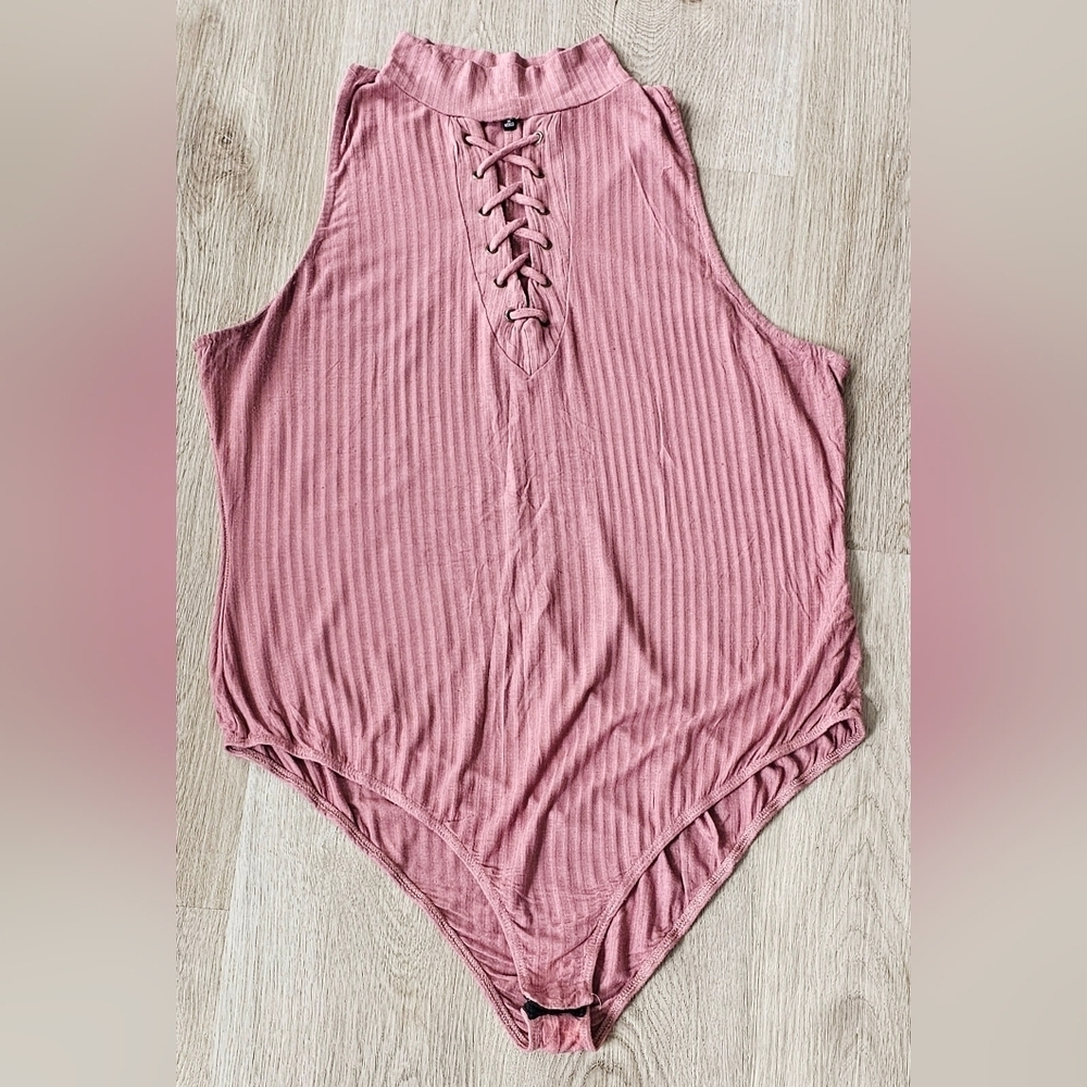 2XL Charlotte Russe Plus Lace-Up Bodysuit
